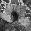Detail of hen-hatch in South end wall of cart-shed and granary block. 
Photosurvey 10 February 1994 at Kilrie Farm