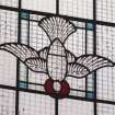 Interior. Clerestory stained glass window. (S) Detail.
