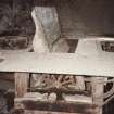 Detail of threshing machine, showing threshing drum (side cover removed) photographed 9 May 1994