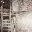 Detail of former steam engine chimney base, photographed 9 May 1994