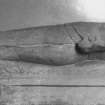 Recumbent effigy in the vestibule - Legs with lion at the feet