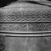 Belfry bell, inscription band, detail of roman numerals 1520 date
