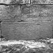 Detail of masons marks on east wall