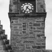 Tower, north west elevation, detail of blocked window with 1722 datestone lintel