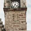 Tower, north west elevation, detail of blocked window with 1722 datestone lintel