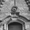 Main entrance, detail of datestone above doorway, '1872'.