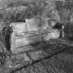 Detail of stone bench in garden