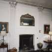 Interior. Ground floor. Dining room. Detail of fireplace