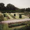 View of formal garden from dining room