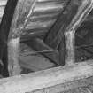 Interior - attic storey, detail of ashlar pieces at wall-head