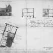 Photographic copy of mechanical copy of a drawing showing elevation to Links, two sections and ground floor plan.