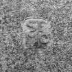 Detail of carved stone on North wall.
Insc; 'SF MC 1740'.