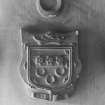 Fyvie Castle. View of armorial plaque on stair.