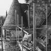 Fyvie Castle.
Detail of Meldrum Tower South East angle turret during restoration.