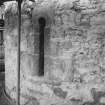 Fyvie Castle.
View of loop on West turret of Seton Tower during restoration.