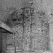 Interior view from ENE of W half of vaulted chamber forming ground floor of S part of main building, referred to as ?ice house?