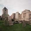 Tower and remains of church, view from south east