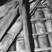 Interior.
Detail of battens and pantiles on roof.