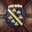 Aberdeen, Chanonry, St Machar's Cathedral, Heraldic Ceiling.
Detail of the Heraldic Shield of the arms of the Earl of Mar.
Shield: Azure, a bend between six cross-crosslets fitchee or.