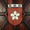 Aberdeen, Chanonry, St Machar's Cathedral, Heraldic Ceiling.
Detail of the Heraldic Shield of the arms of the Earl of Angus.
Shield: Gules, a cinquefoil pierced argent.