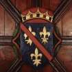 Aberdeen, Chanonry, St Machar's Cathedral, Heraldic Ceiling.
Detail of the Heraldic Shield of the arms of the Duke of Bourbon.
Shield: France modern, surmounted of a bendlet gules.