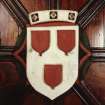 Aberdeen, Chanonry, St Machar's Cathedral, Heraldic Ceiling.
Detail of the Heraldic Shield of the arms of the Earl of Errol.
Shield: Argent, three escutcheons gules.