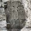 Photograph of cross-incised stone, now in St Machar's Cathedral.