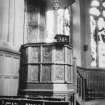 Aberdeen, King's College, Chapel, interior.
Detail of carved pulpit.