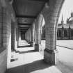 Aberdeen, King's College, Elphinstone Hall.
View along cloisters from North showing King's College.