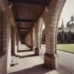 Aberdeen, King's College, Elphinstone Hall.
View along cloisters from North showing King's College.