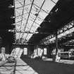 Aberdeen, Guild Street, Railway Goods Station
Interior view from west across one of the bays of the goods shed, showing its fabricated-steel structure.  At the time of survey, the building was being used as a carpark