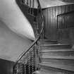 Aberdeen, 1-7 Trinity Quay, Trinity house, interior
View of part of 4th floor level staircase providing access to upper floors, including typical iron bannisters and wood-panelled walls.