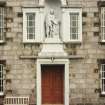 View of statue of Robert Gordon above the main door.