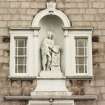 View of statue of Robert Gordon above the main door.