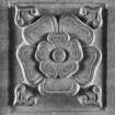 Font from Kinkell Old Parish Church now in St John's Episcopal Church, Aberdeen.
Detail of panel bearing a rose.