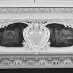 Interior.
Detail of plasterwork and painted decorative panels on proscenium arch.