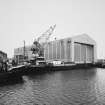 Aberdeen, York Place, Hall Russell Shipyard.
General view from West showing building hall and 65 ton quayside crane (built by Sir William Arrol and company of Glasgow in 1930).