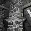 Inveraray Castle Estate, Glen Shira, Elrigbeag Barn, interior.
Detail of timber bracket on central pillar.
