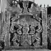 Inverarary, Kilmalieu Burial Ground.
View of headstone, Alexander Brown, 1721. Armorial carving, under a winged soul.