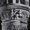 Iona, Iona Abbey.
View of South choir arcade showing first column capital from North-East.