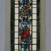 Interior, detail of SE stained glass window depicting fishing