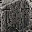 Keills Old Parish Church, interior, West Highland slab.
Detail of fragment.