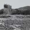 Mull, Moy Castle.
General view from South-West showing boat landing in foreground.