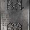 Mull, Laggan, Caibeal Mheomhair Chapel.
Detail of table-tomb of Baron Lauchlen McLean.
