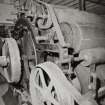 Redhouses Woolen Mill, Islay.
Detail of wooden framed two cylinder carding machine.