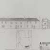 Mull, Pennyghael House.
Photographic copy of site, South elevation and section.
Insc: 'Mull, Pennyghael House' 'Elevation, section, site plan' 'Threatened Buildings' 'Sheet 2 of 2'.