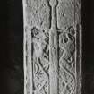 Oronsay Priory, grave slab.
General view of grave-slab to Canon Bricius MacDuffie and his father.
