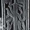 Oronsay Priory, West Highland slab.
General view of West Highland slab showing sword, animals and interlace.