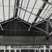 Oban, Railway Station, interior.
Detail of roof structure, with old 'John Menzies & Co. Ltd' sign.