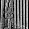 Detail of Rhind Headstone. (Mason's tools).